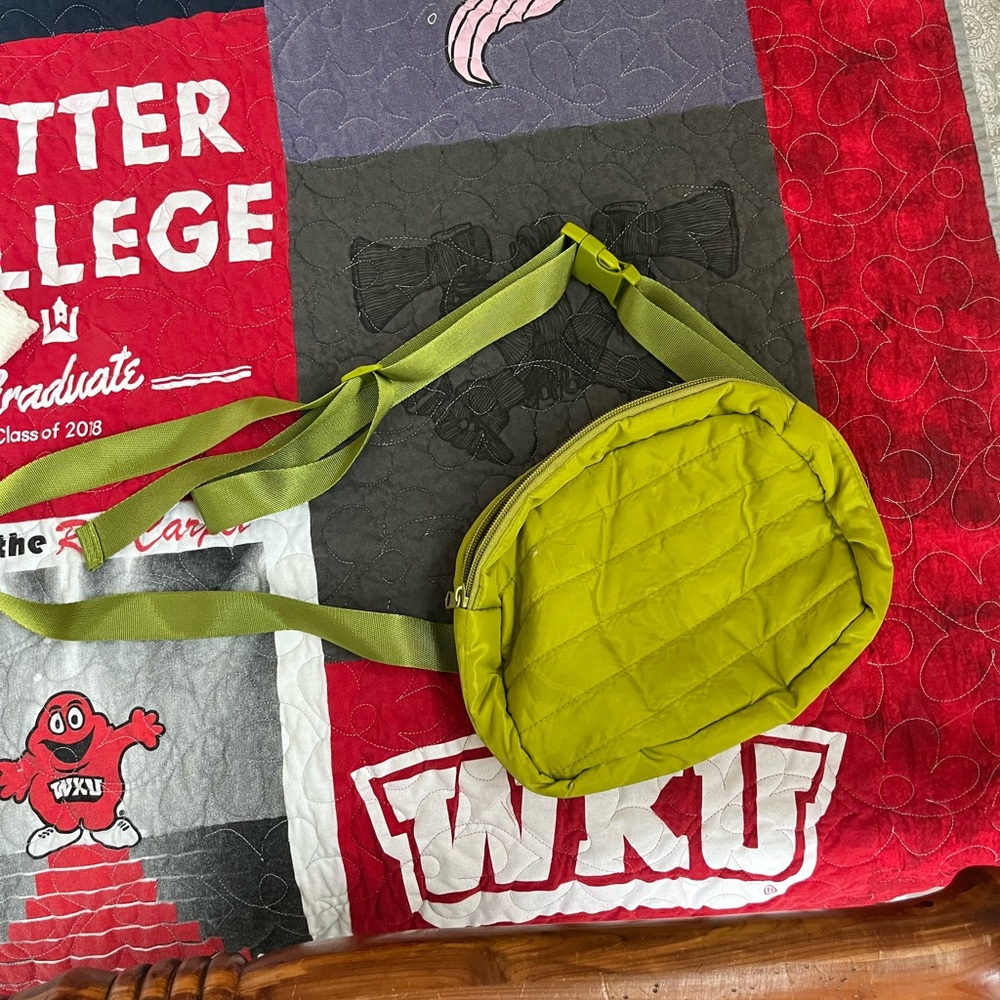 Avocado Green Quilted Belt Bag